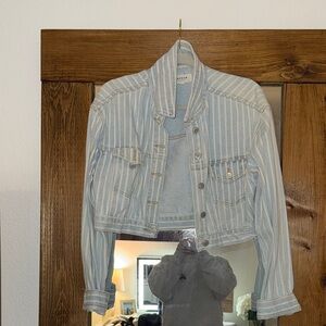 PacSun Light Blue Striped Jean Jacket
